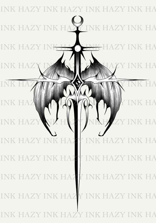 Gothic Sword Temporary Tattoo