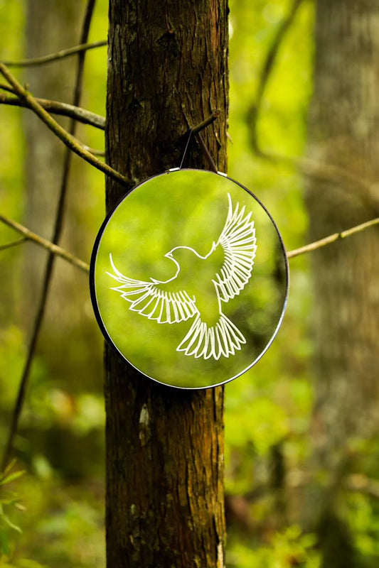 Hand-Engraved Sparrow Mirror