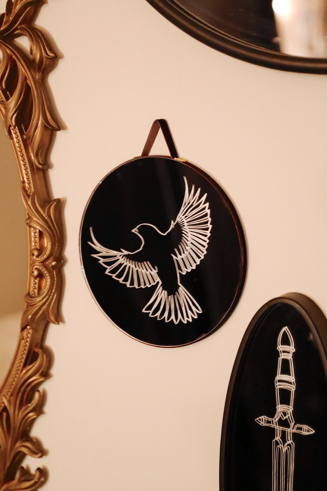 Hand-Engraved Sparrow Mirror