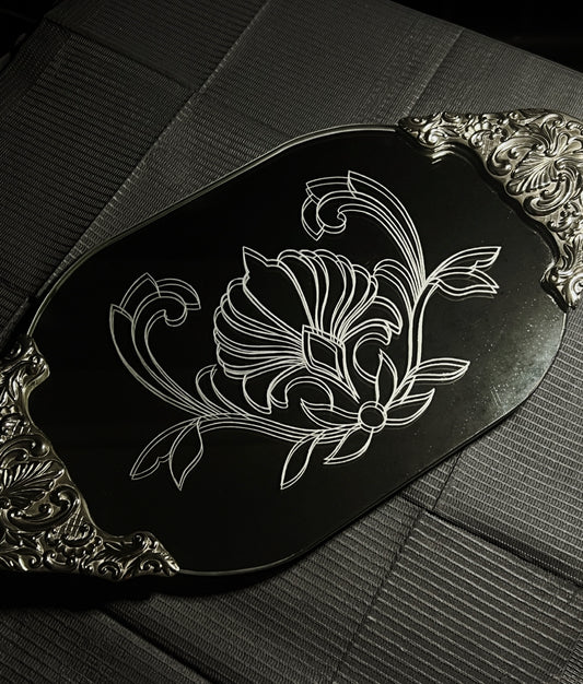 Hand-Engraved Nouveau Mirror Tray