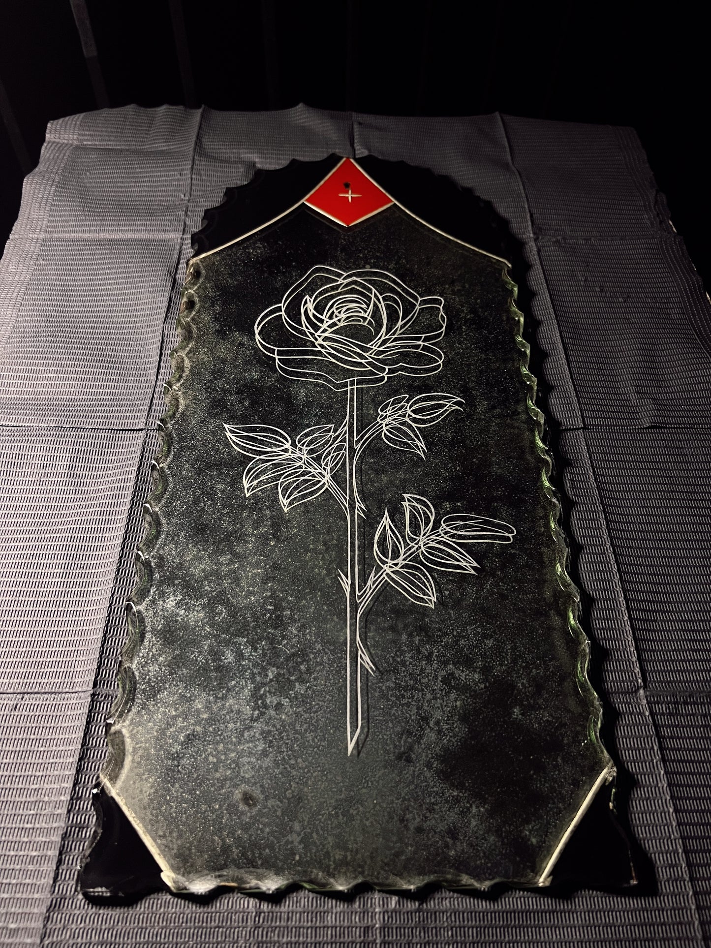 Hand-Engraved Gothic Rose Mirror